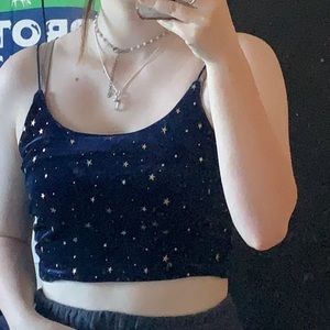 Galaxy velvet crop Cami from romwe